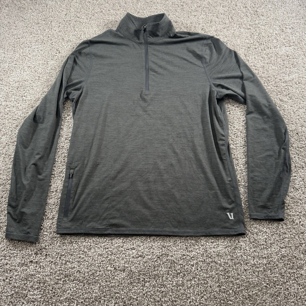 Vuori Sweater Men Medium Gray Golf 1/4 Zip Pullover Activewear Stretch Mock Neck